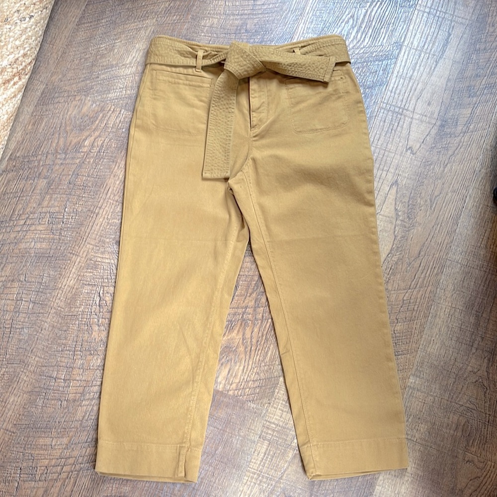 Loft Twill Pants with Cute Tie Belt * Sz 10P * NWOT NEVER WORN